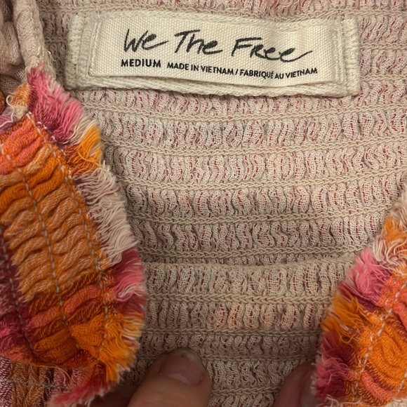 Free People NEW Colorful Paid Pull Over Ruffle Long Sleeve Size Medium - Picture 6 of 7